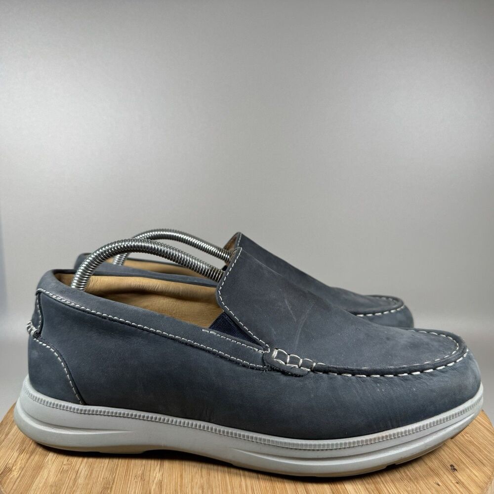 Samuel Hubbard Men’s 9 W Flight Low-Top Slip-On Sneakers Blue Leather Casual